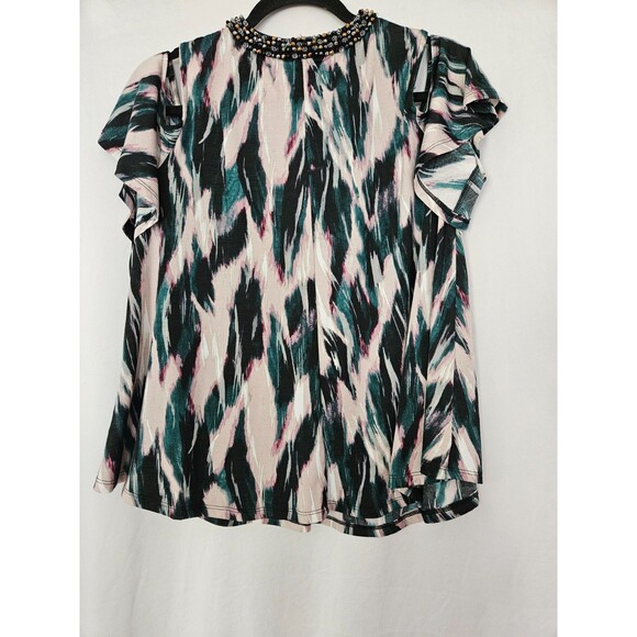 Jennifer Lopez Beaded Jewel Cold Shoulder Blouse XS - Picture 4 of 9